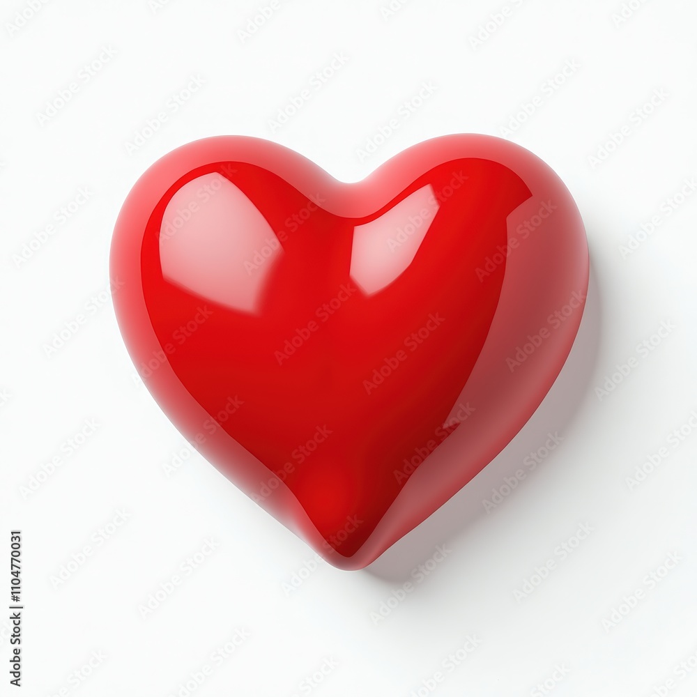 Glossy red heart feature against a plain white backdrop, symbolizing love and passion with its sleek, reflective surface. Glossy red heart feature against a plain white backdrop, symbolizing love and passion with its sleek, reflective surface.