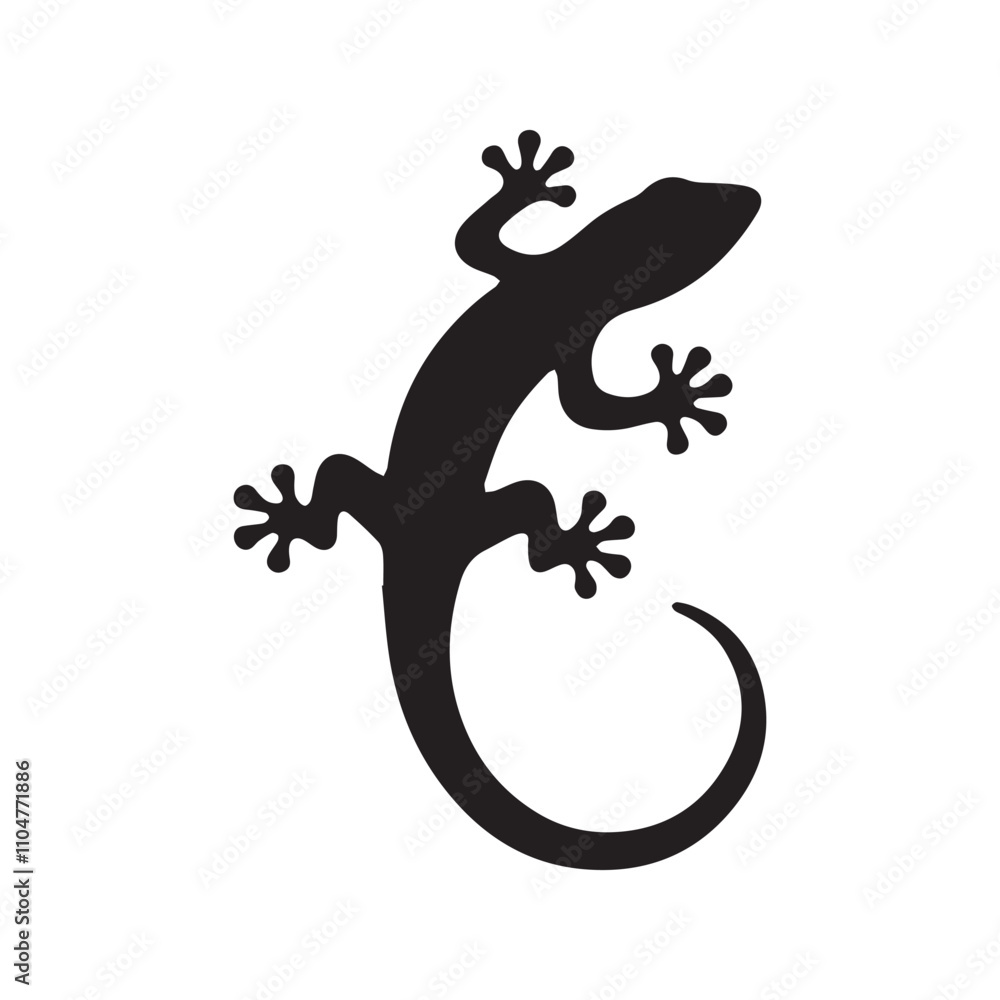 Naklejka premium Minimalist lizard silhouette. Lizard vector illustration. 