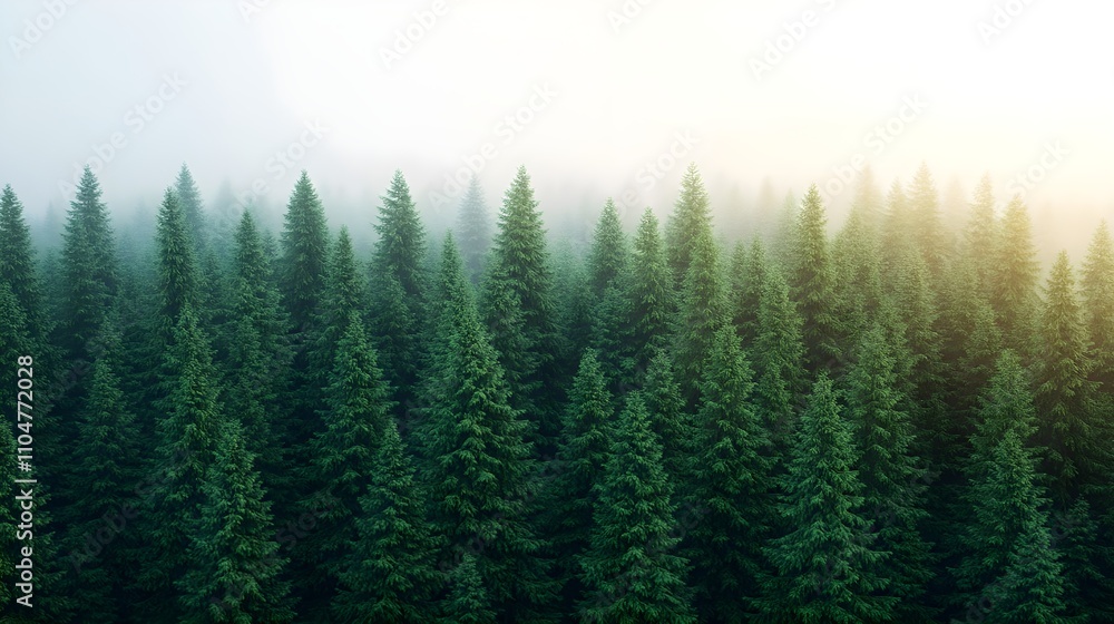 Misty Evergreen Forest Landscape Misty Evergreen Forest Landscape