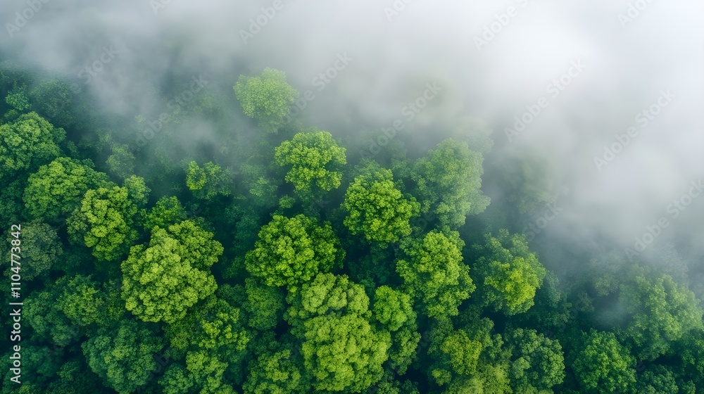Misty Green Forest Aerial View Misty Green Forest Aerial View