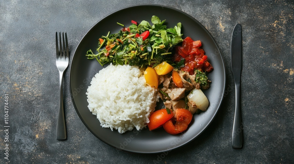 A modest plate of affordable food, representing a meal for the underprivileged, styled and photographed in A modest plate of affordable food, representing a meal for the underprivileged, styled and photographed in