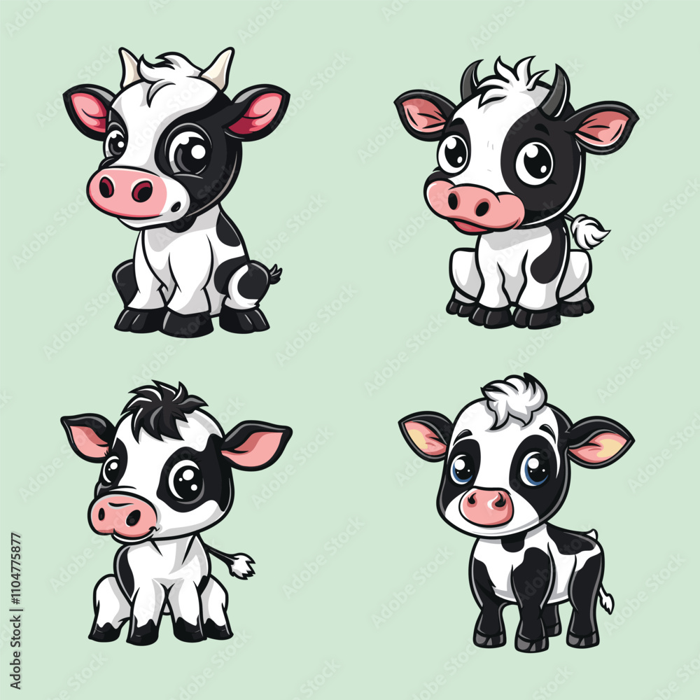 collection of cute cow mascots vector collection of cute cow mascots vector