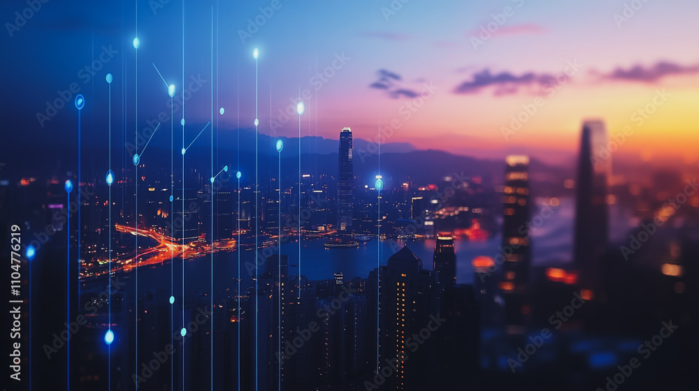 Smart digital city with connection cyber security network reciprocity over the twilight cityscape.future wireless digital city and social media networking systems that connects people within the city
Smart digital city with connection cyber security network reciprocity over the twilight cityscape.future wireless digital city and social media networking systems that connects people within the city