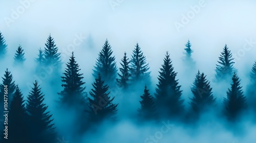 Misty Pine Forest Silhouette