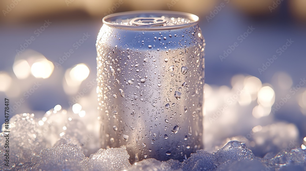 Frosty Soda Can with Condensation on Ice Frosty Soda Can with Condensation on Ice