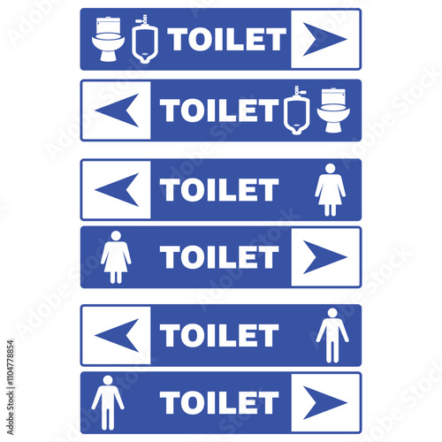 Toilet Sign printable public signage symbol, simple blue minimalist man and woman