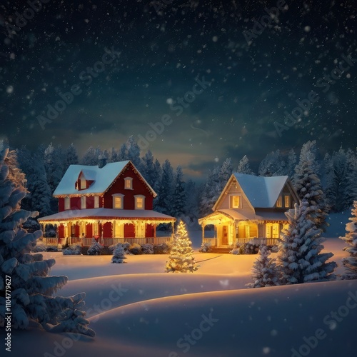 Wallpaper Mural Christmas tree in the night Torontodigital.ca