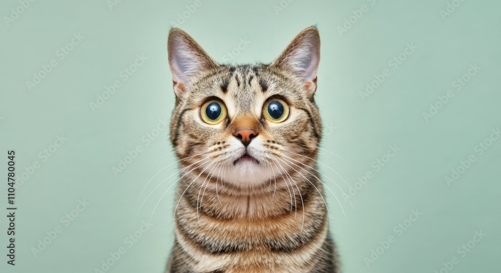 Surprised Tabby Cat with Wide Eyes Surprised Tabby Cat with Wide Eyes