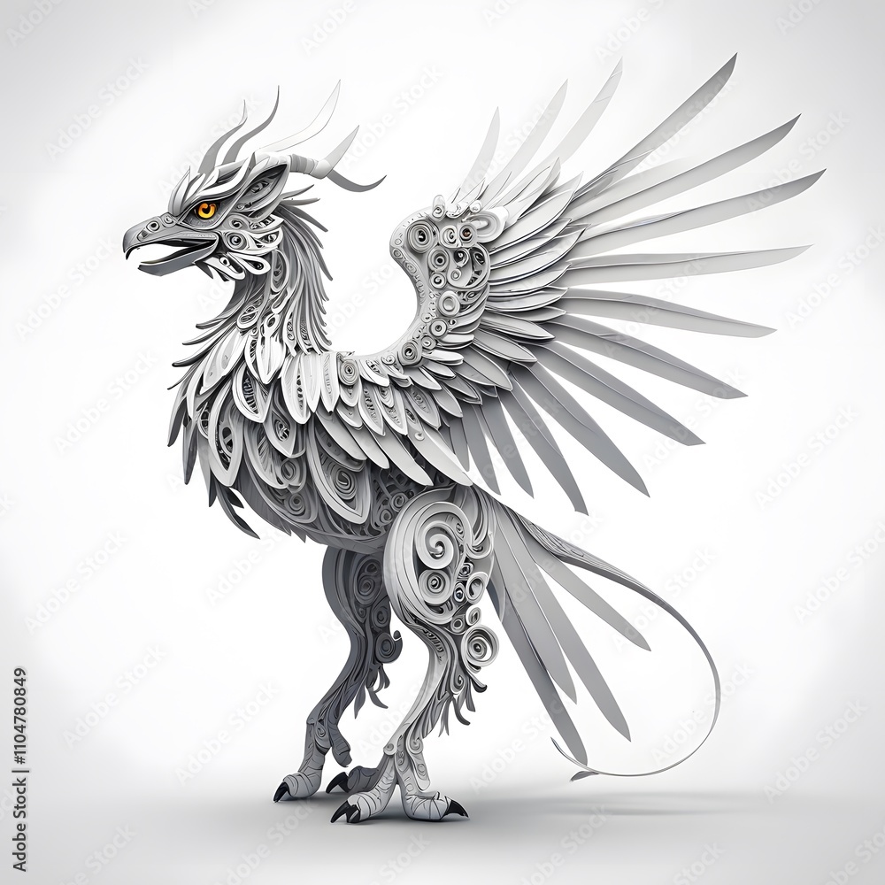 Obraz premium Rooster vector illustration, isolated black bird head with wings and feather, perfect for tattoo, logo, or design element