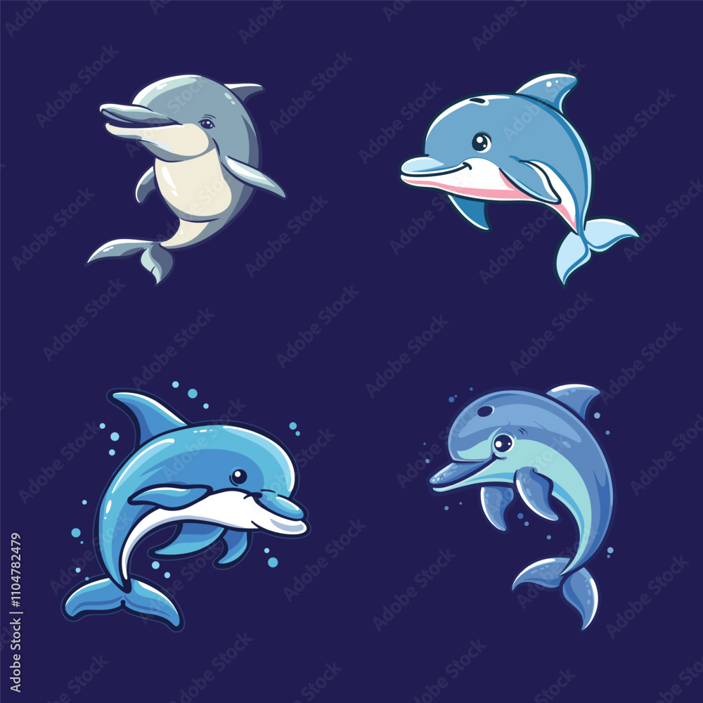 Obraz premium collection of cute dolphin mascots vector