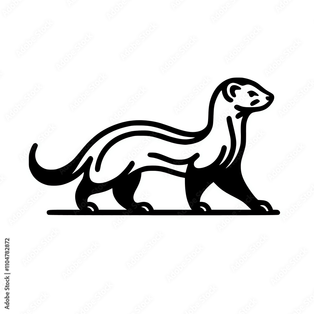 Minimalist ferret outline silhouette vector illustration Minimalist ferret outline silhouette vector illustration