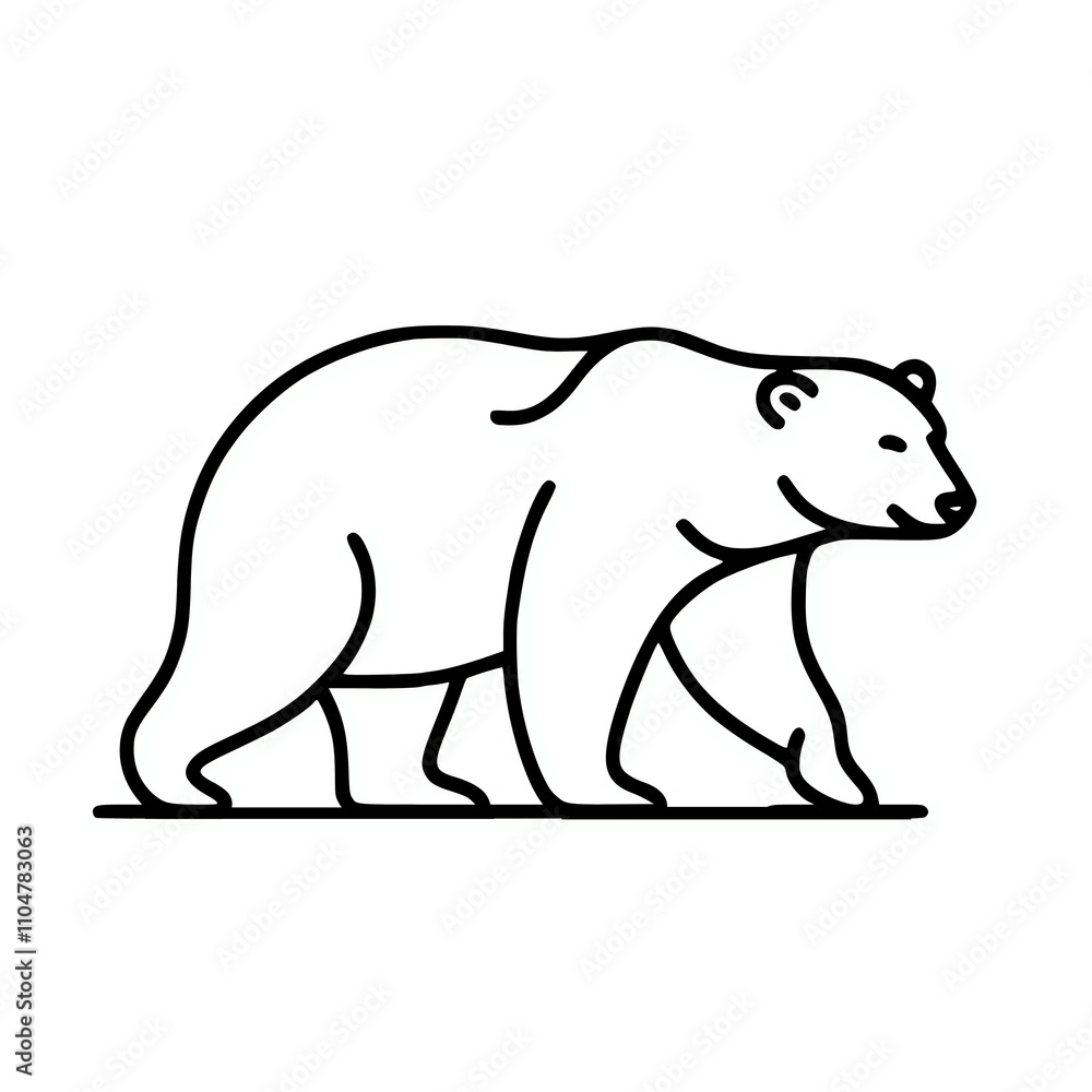 Minimalist outline of a polar bear illustration Minimalist outline of a polar bear illustration