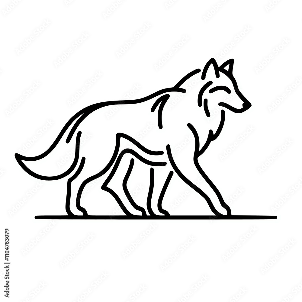 Minimalist wolf line vector illustration, simple animal outline design element Minimalist wolf line vector illustration, simple animal outline design element