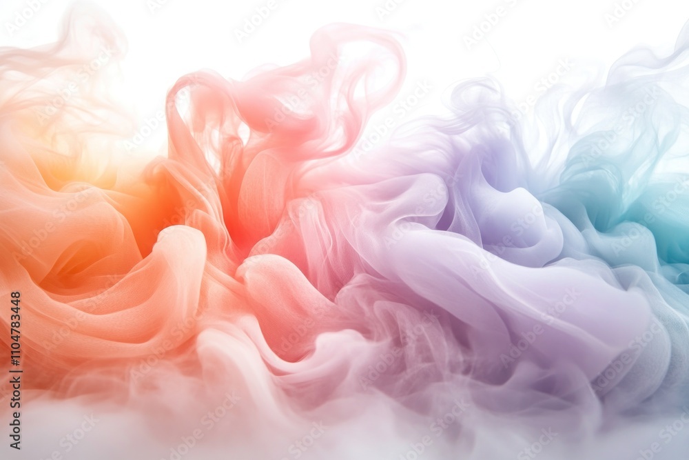 Abstract colorful swirls of smoke-like liquid in water, isolated on a white background. Abstract colorful swirls of smoke-like liquid in water, isolated on a white background.