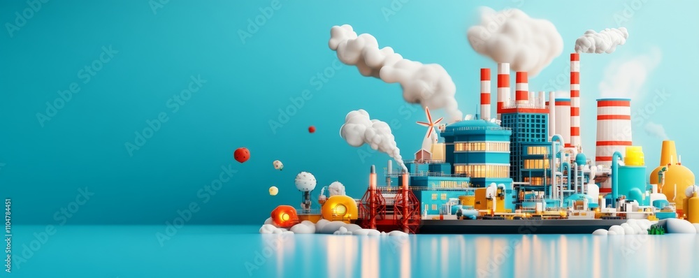 Naklejka premium Industrial Decarbonization Concept with Zero Emissions