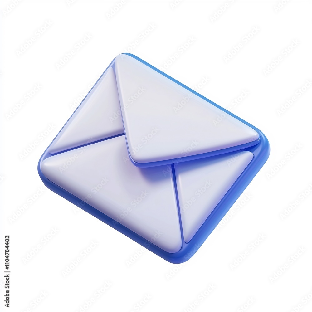 Vibrant 3D Cartoon-Style Isometric Mail Envelope Icon on Minimalist Background Vibrant 3D Cartoon-Style Isometric Mail Envelope Icon on Minimalist Background