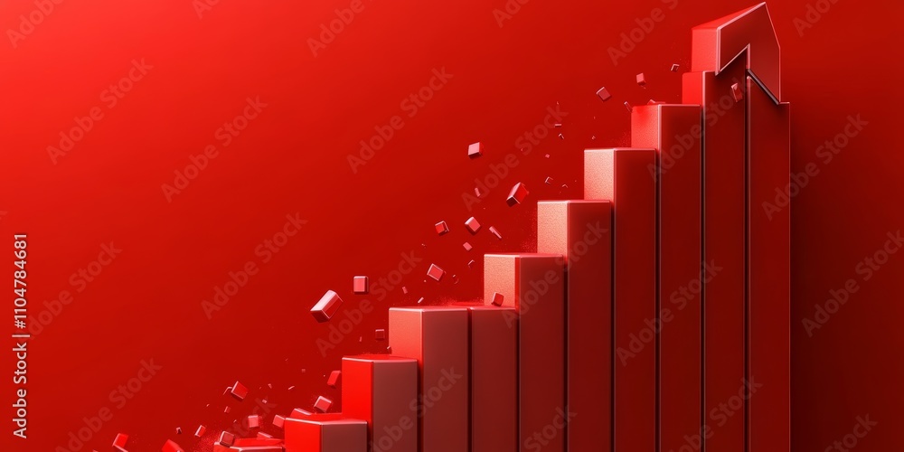 Fototapeta premium Red Downward Arrow Financial Decline Crisis Chart on Bright Background Economic Loss Stock Market Recession Bankruptcy