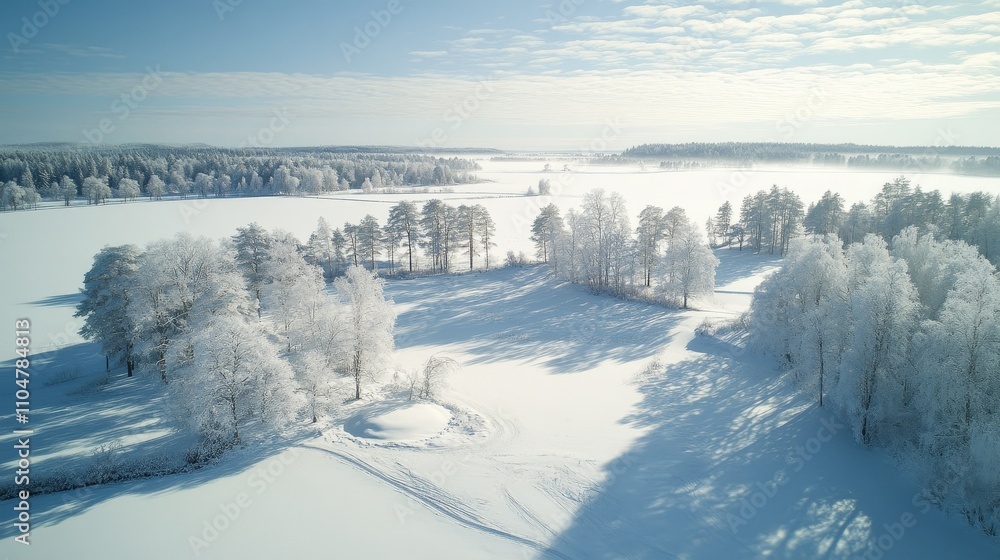Bright winter landscape from Finland, showcasing pristine snow-covered scenery, clear skies, and serene atmosphere typical of the Finnish winter, captured with professional photographic quality Bright winter landscape from Finland, showcasing pristine snow-covered scenery, clear skies, and serene atmosphere typical of the Finnish winter, captured with professional photographic quality