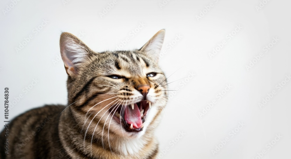 Yawning Tabby Cat Portrait Yawning Tabby Cat Portrait