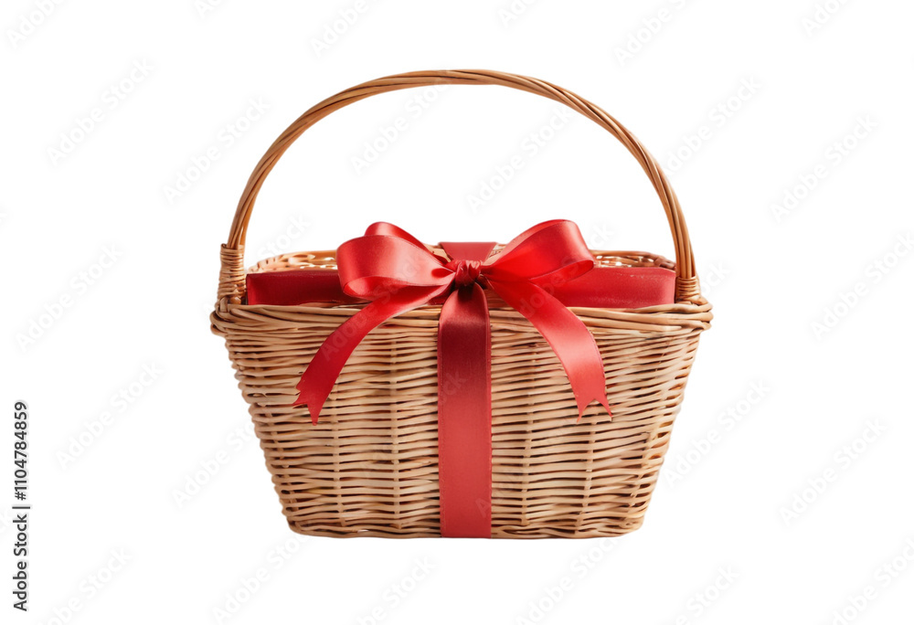 Empty Christmas Gift Basket on White Background, PNG Transparent. Empty Christmas Gift Basket on White Background, PNG Transparent.