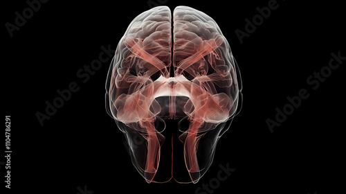 A 3d render illustration of the human amygdala in superior or top view. using the x-ray, illustrating the brain, limbic system, and nervous system anatomy. Temporal. Illustration photo