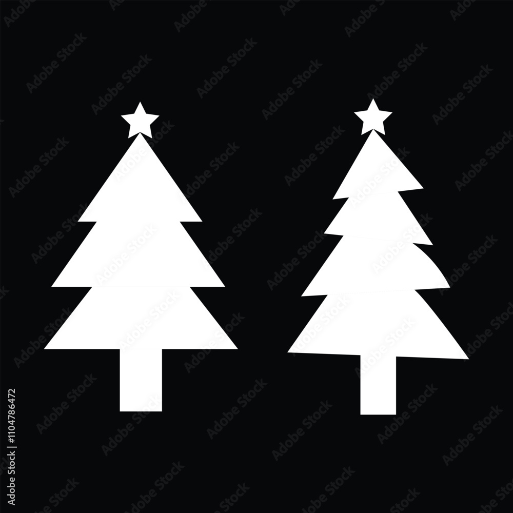 Obraz premium Christmas tree silhouette vector. Black Christmas tree flat design icon.
