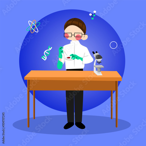 Scientist man illustration. Perfect for science or biology theme