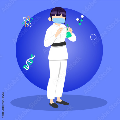 Scientist woman illustration. Perfect for science or biology theme