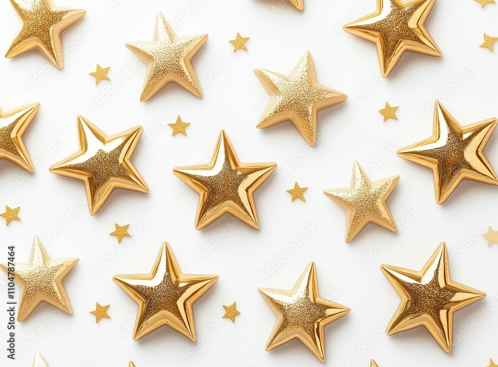 Golden Stars 3D Rendering with a Minimalist and Elegant Design Isolated on White Background, Perfect for Celebration, Luxury, and Decorative Themes. Golden Stars 3D Rendering with a Minimalist and Elegant Design Isolated on White Background, Perfect for Celebration, Luxury, and Decorative Themes.