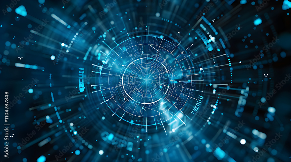 Naklejka premium An abstract depiction of a connected web of technologies following a TQ pattern.