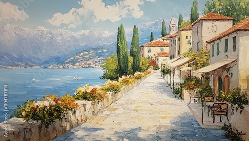 Colorful Mediterranean landscape painting

