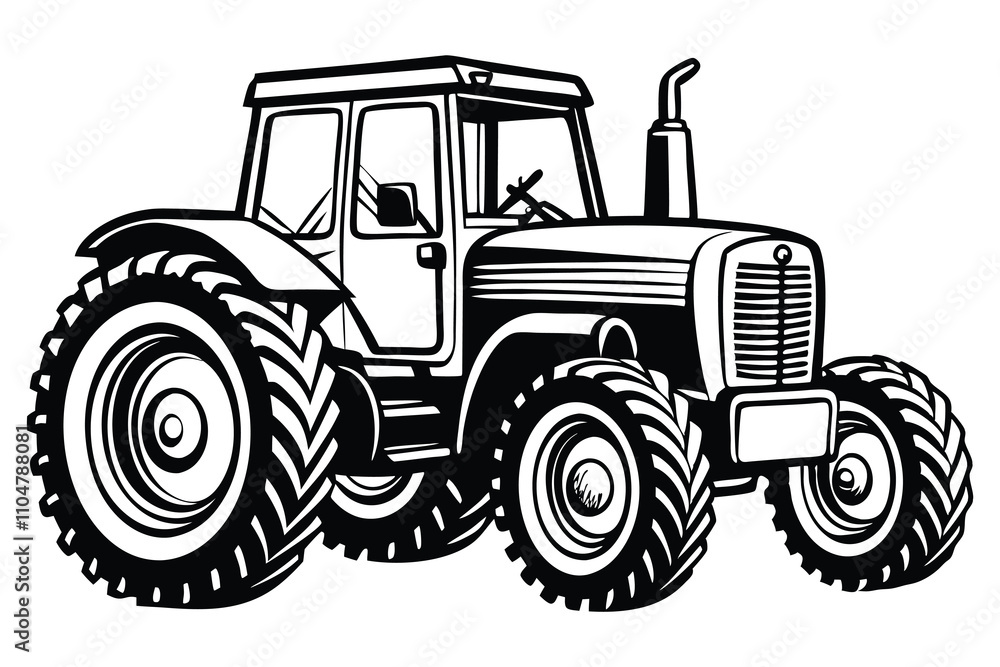 Fototapeta premium Silhouette of tractor vector bundle