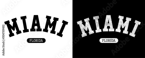 Miami Florida Varsity typography vector slogan graphic.