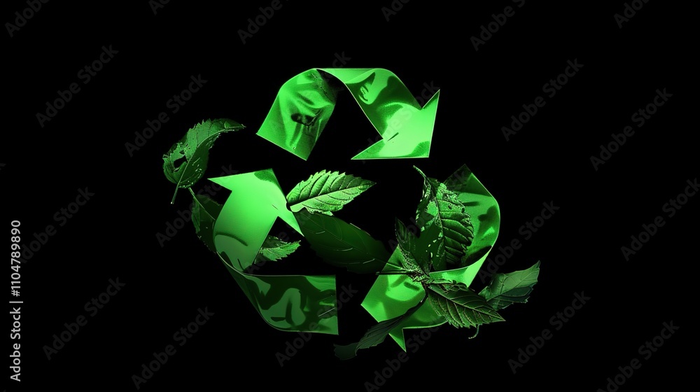 Natural Green Recycling Symbol - A Symbolic and Eco - Friendly Visual Representation. The Green Recycling Symbol with Its Natural Elements and Design, Standing Out on Its Own, Creating a Conscious and Natural Green Recycling Symbol - A Symbolic and Eco - Friendly Visual Representation. The Green Recycling Symbol with Its Natural Elements and Design, Standing Out on Its Own, Creating a Conscious and