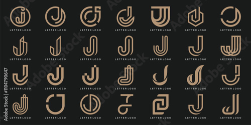 Mega logo collection, Abstract letter J logo design template. icons graphic for business