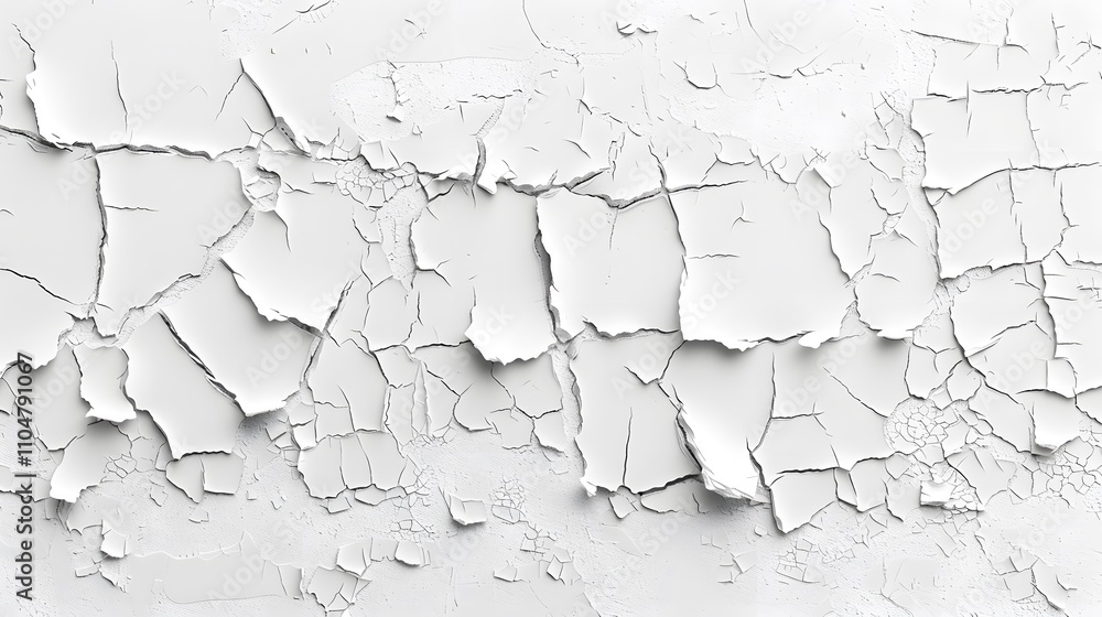Obraz premium Cracked white paint texture on a wall.
