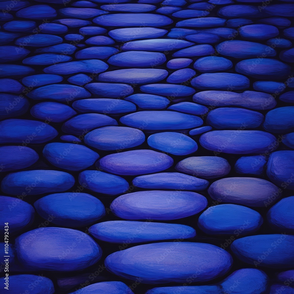 Fototapeta premium A digital painting of a pathway made of smooth, blue stones, lit from a central point.