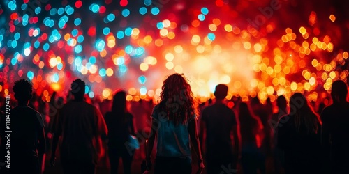Wallpaper Mural Vibrant Festival Crowd at Night with Colorful Fireworks and Joyful Expressions Torontodigital.ca