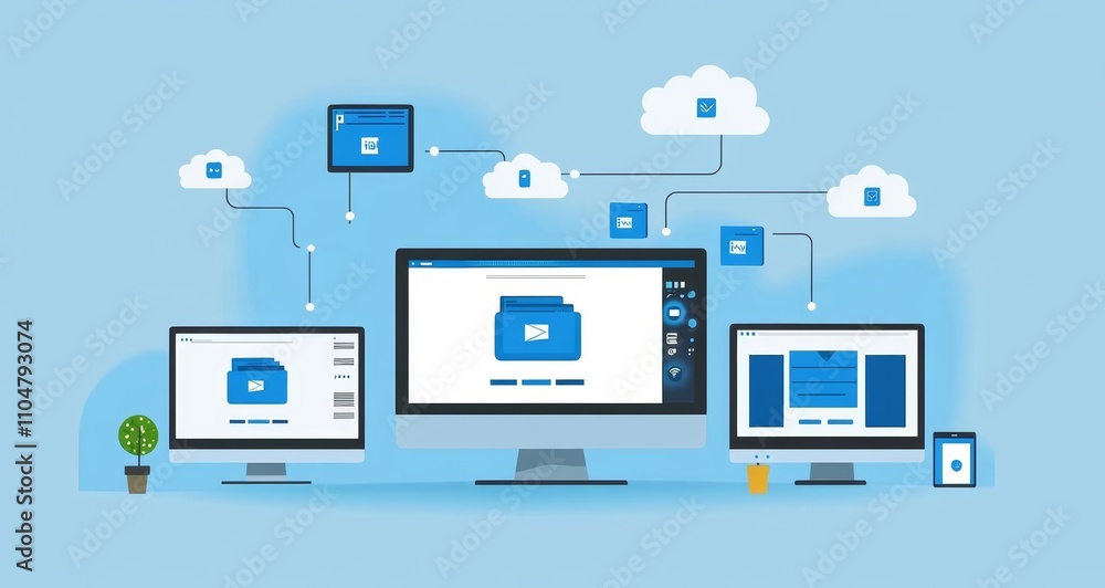 cloud computing digital illustration document management system technology storage backup concept connection cloud computing digital illustration document management system technology storage backup concept connection