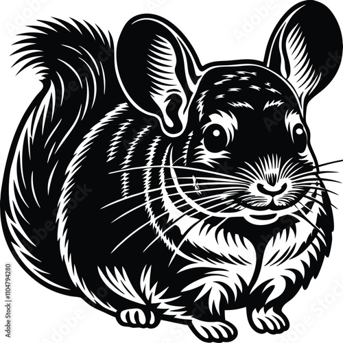 chinchilla vector silhouette, isolated white background
