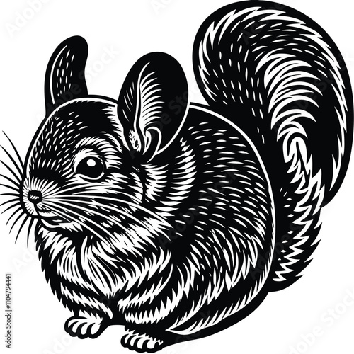 chinchilla vector silhouette, isolated white background
