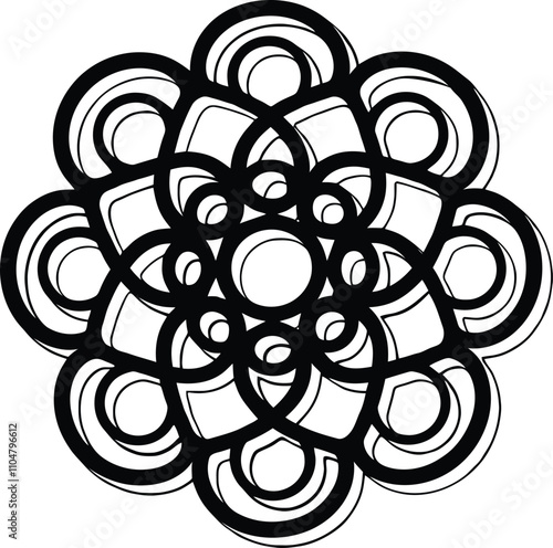 Mandala silhouette vector on a white background