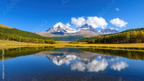 environmental consideration pollution and nature. Scenic mountain landscape with reflections in a calm lake.