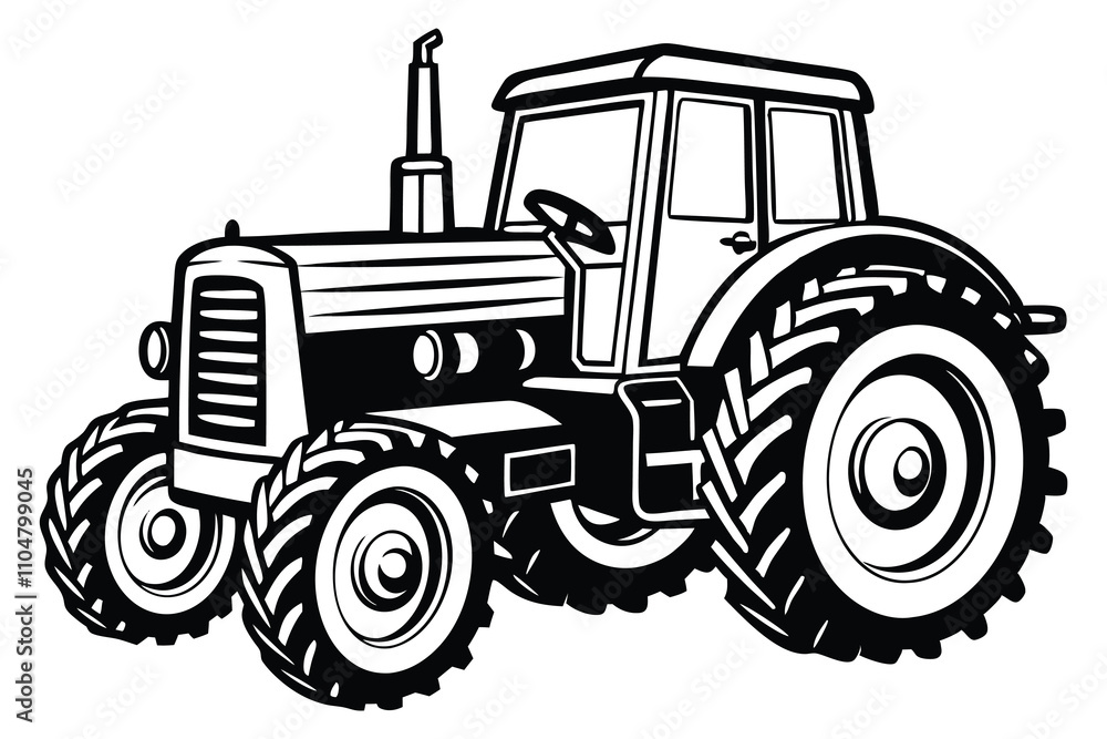 Obraz premium Tractor silhouette illustration isolated on a white background