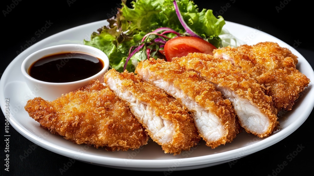 Crispy Fried Fish Fillet with Flaky Texture and Dipping Sauce Delicacy Close-Up Photo Crispy Fried Fish Fillet with Flaky Texture and Dipping Sauce Delicacy Close-Up Photo