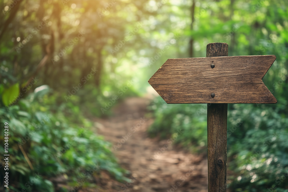 Rustic Signpost Guiding the Way in the Forest Rustic Signpost Guiding the Way in the Forest