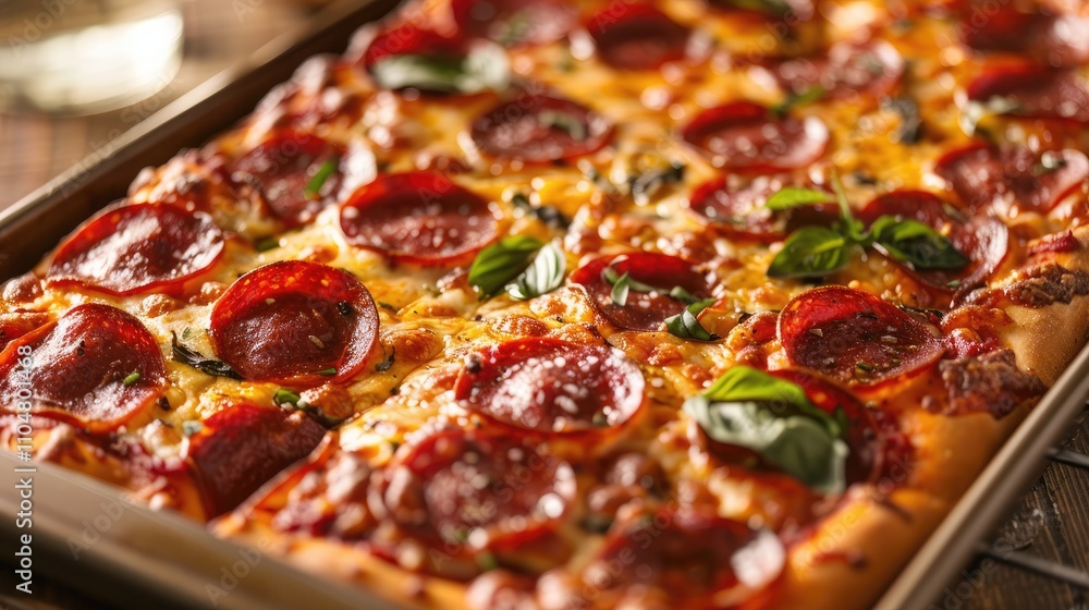 Homemade pizza in a baking pan. Homemade pizza in a baking pan.