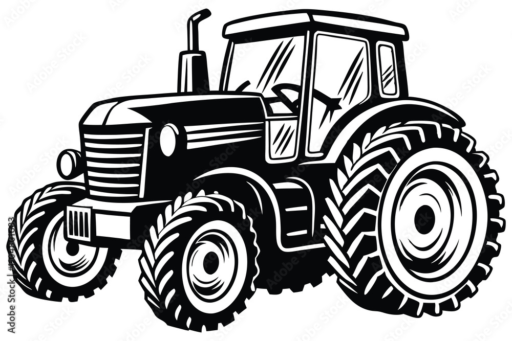 Obraz premium A tractor Vector silhouette on a white background