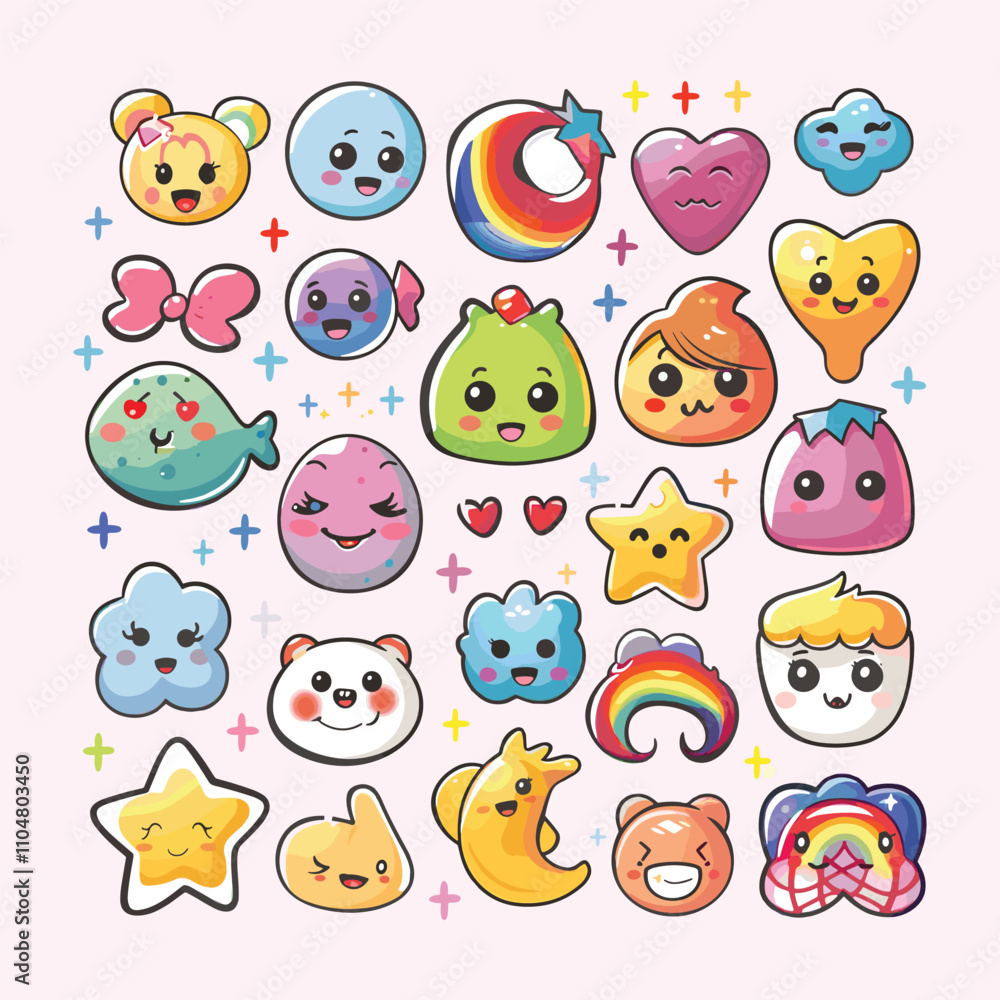 Fototapeta premium collection of cute vector children's sikers