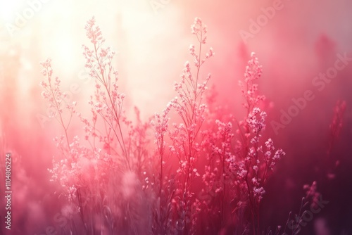 Wallpaper Mural A field of delicate wildflowers bathed in the warm glow of a setting sun, creating a soft, dreamy aesthetic. Torontodigital.ca